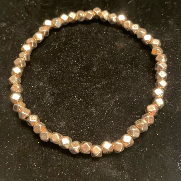 8” gold plated mixed metal stackable stretch beaded bracelet w/45 beads - Picture 1 of 10